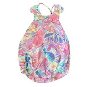 Vintage sage and Lilly floral pink and green romper size 12 months